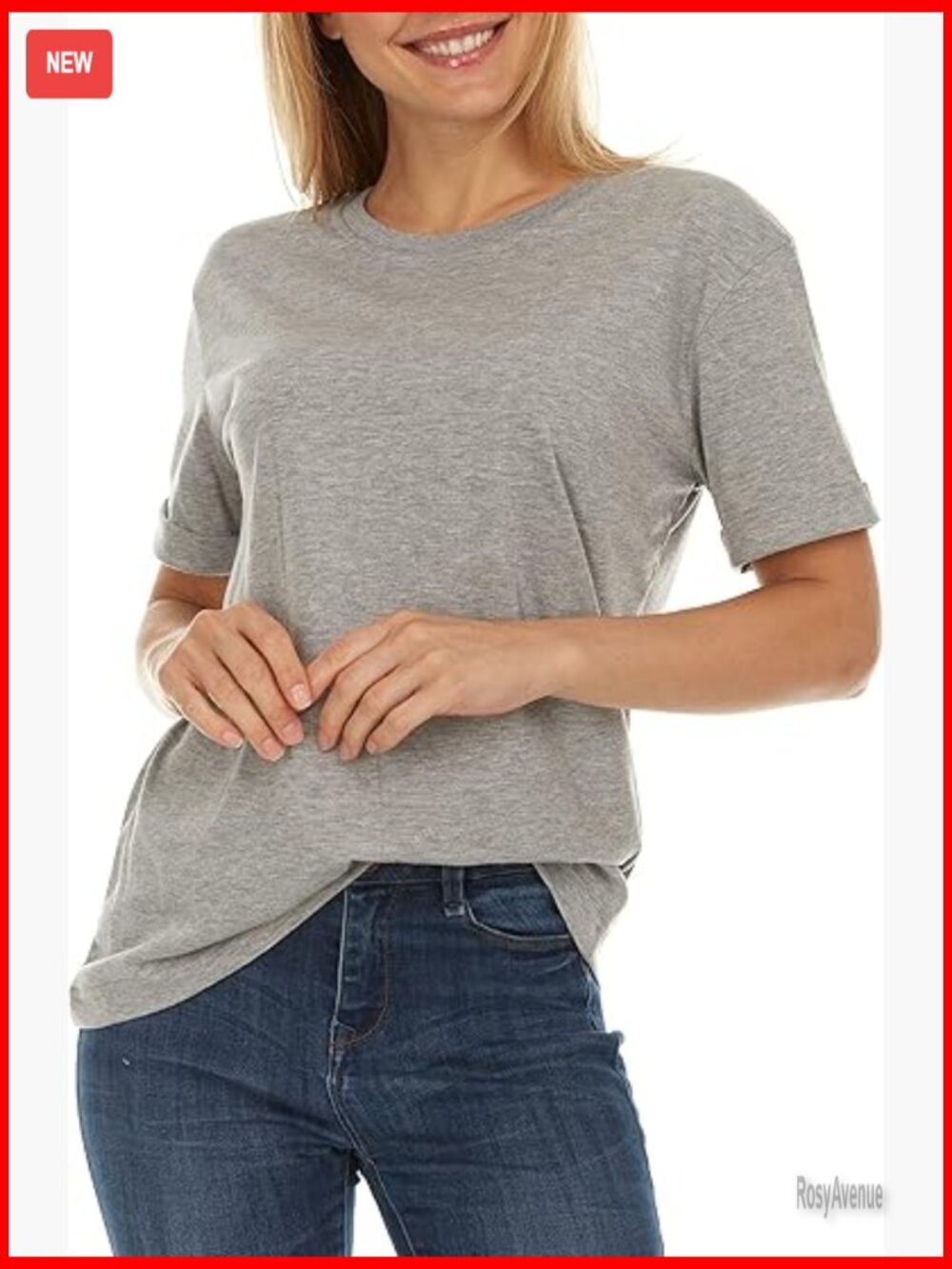 Womens Loose Fit Crewneck Short Sleeve T-Shirt